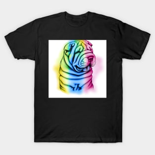 Shar Pei Dog Rainbow Painting T-Shirt